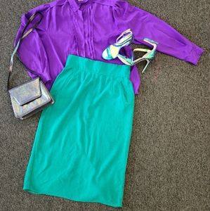 Vintage Green Wool Blend Tulip Split Skirt